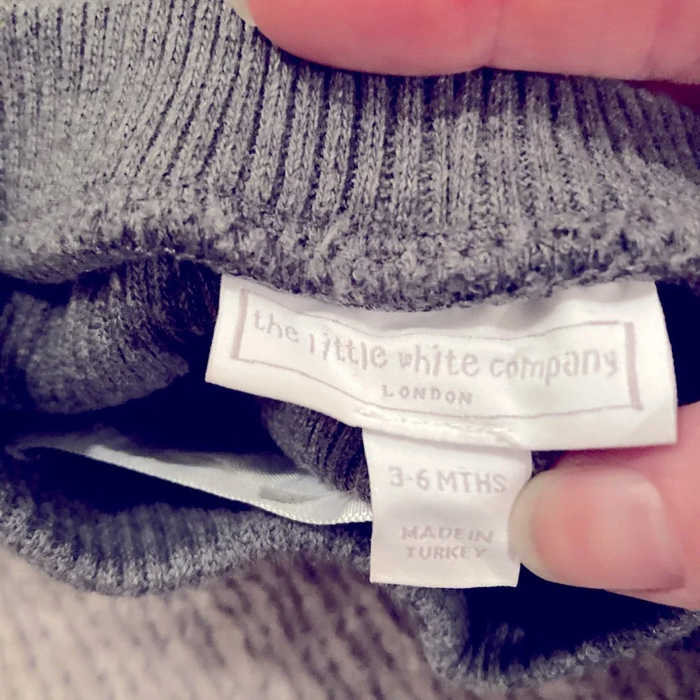 The Little White Company Baby Ribbed Cotton Knit Pants‎ Gray 3-6 Months